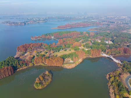 The scenery of Donghu Scenic Area in Wuhan, Hubei in late autumn and early winterの写真素材