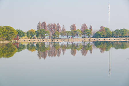 The scenery of Donghu Scenic Area in Wuhan, Hubei in late autumn and early winterの写真素材