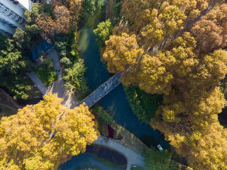 Autumn scenery of Jiefang Park in Wuhan, Hubeiの写真素材