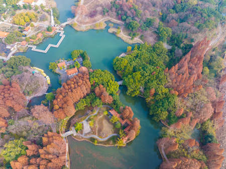 Autumn aerial scenery of Qingshan Park in Wuhan, Hubeiの写真素材