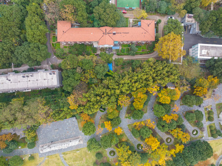 Autumn scenery of Shouyi Park in Wuchang, Wuhan, Hubeiの写真素材