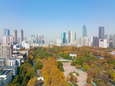 Aerial scenery of Zhongshan Park in Wuhan, Hubei in late autumnのeditorial素材