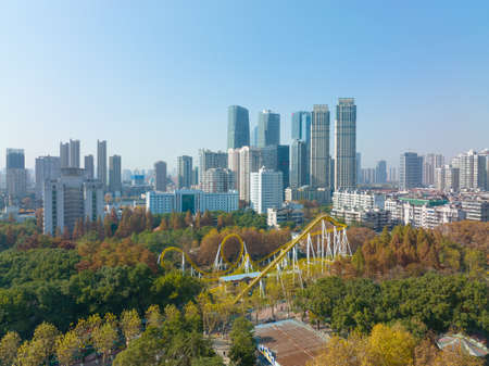 Aerial scenery of Zhongshan Park in Wuhan, Hubei in late autumnのeditorial素材