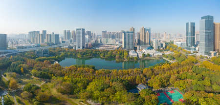 Autumn scenery of Houxiang River Park in Wuhan, Hubeiのeditorial素材
