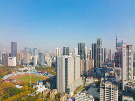 Aerial scenery of Zhongshan Park in Wuhan, Hubei in late autumnのeditorial素材
