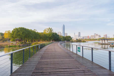 Autumn scenery of Yuehu Park in Wuhan, Hubeiのeditorial素材