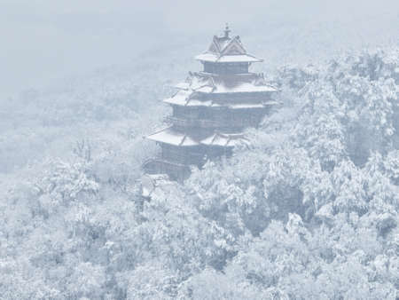 Winter snow scene in Moshan Scenic Area, East Lake, Wuhan, Hubeiの写真素材