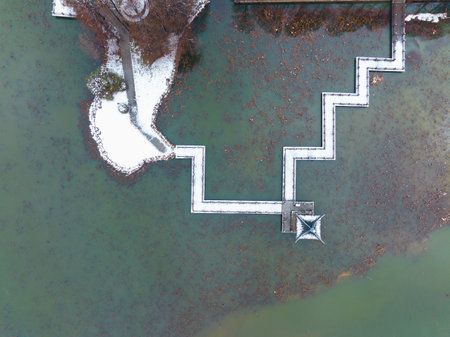 Winter snow scene in Moshan Scenic Area, East Lake, Wuhan, Hubeiの写真素材