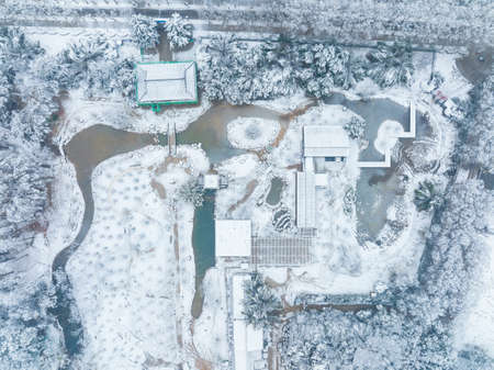 Winter snow scene in Moshan Scenic Area, East Lake, Wuhan, Hubeiの写真素材