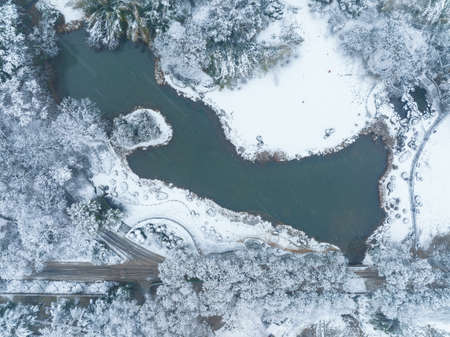 Winter snow scene in Moshan Scenic Area, East Lake, Wuhan, Hubeiの写真素材