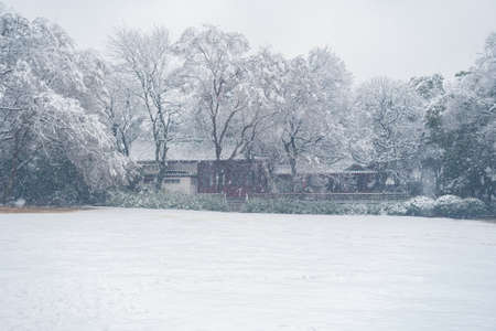 Winter snow scene in Moshan Scenic Area, East Lake, Wuhan, Hubeiの写真素材