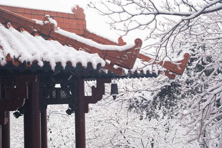 Winter snow scene in Moshan Scenic Area, East Lake, Wuhan, Hubeiの写真素材