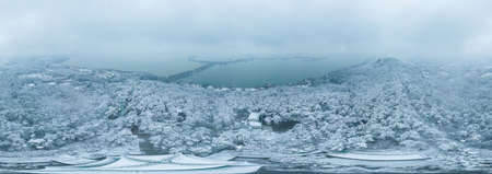 Winter snow scene in Moshan Scenic Area, East Lake, Wuhan, Hubeiの写真素材