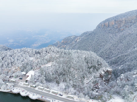 Winter snow scene in Lushan 5A Scenic Area, Jiujiang City, Jiangxi Provinceの写真素材