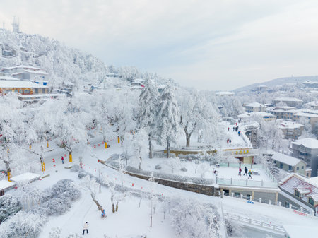 Winter snow scene in Lushan 5A Scenic Area, Jiujiang City, Jiangxi Provinceの写真素材