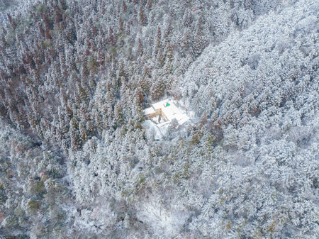 Winter snow scene in Lushan 5A Scenic Area, Jiujiang City, Jiangxi Provinceの写真素材