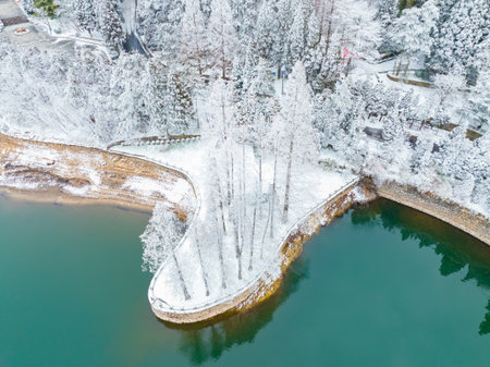 Winter snow scene in Lushan 5A Scenic Area, Jiujiang City, Jiangxi Provinceの写真素材