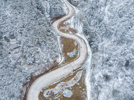 Winter snow scene in Lushan 5A Scenic Area, Jiujiang City, Jiangxi Provinceの写真素材