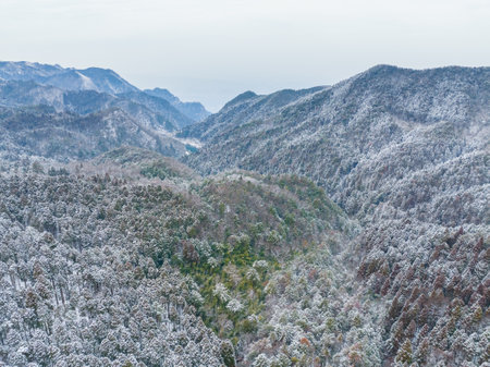 Winter snow scene in Lushan 5A Scenic Area, Jiujiang City, Jiangxi Provinceの写真素材