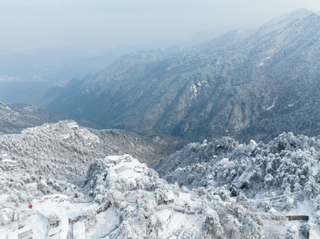 Winter snow scene in Lushan 5A Scenic Area, Jiujiang City, Jiangxi Provinceの写真素材