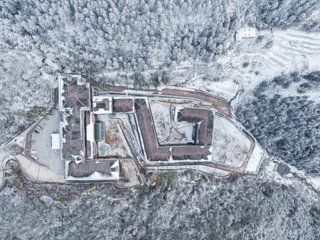 Winter snow scene in Lushan 5A Scenic Area, Jiujiang City, Jiangxi Provinceの写真素材