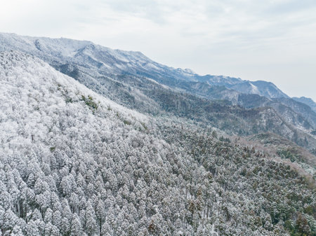 Winter snow scene in Lushan 5A Scenic Area, Jiujiang City, Jiangxi Provinceの写真素材