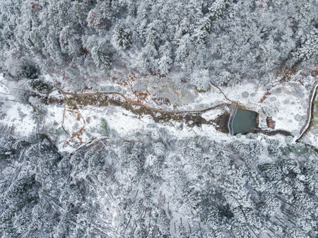 Winter snow scene in Lushan 5A Scenic Area, Jiujiang City, Jiangxi Provinceの写真素材