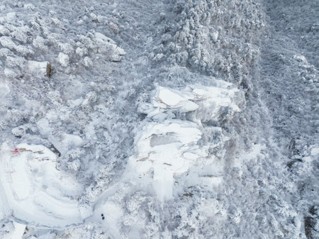 Winter snow scene in Lushan 5A Scenic Area, Jiujiang City, Jiangxi Provinceの写真素材