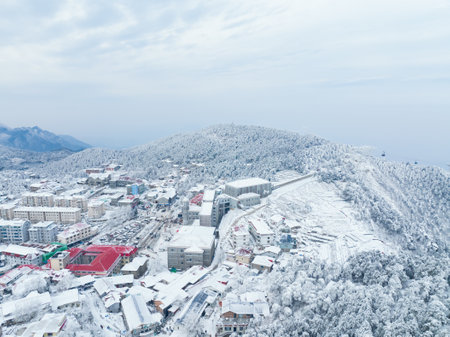 Winter snow scene in Lushan 5A Scenic Area, Jiujiang City, Jiangxi Provinceの写真素材