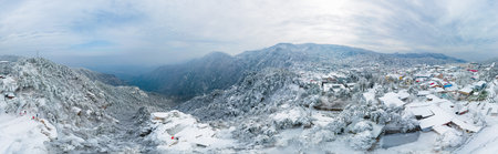 Winter snow scene in Lushan 5A Scenic Area, Jiujiang City, Jiangxi Provinceの写真素材