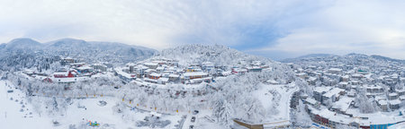 Winter snow scene in Lushan 5A Scenic Area, Jiujiang City, Jiangxi Provinceの写真素材