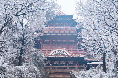 Winter snow scene in Moshan Scenic Area, East Lake, Wuhan, Hubeiのeditorial素材