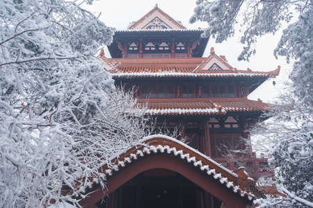 Winter snow scene in Moshan Scenic Area, East Lake, Wuhan, Hubeiのeditorial素材