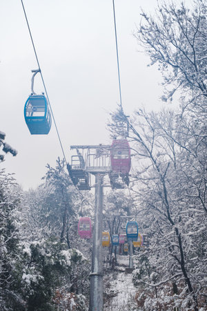 Winter snow scene in Moshan Scenic Area, East Lake, Wuhan, Hubeiのeditorial素材