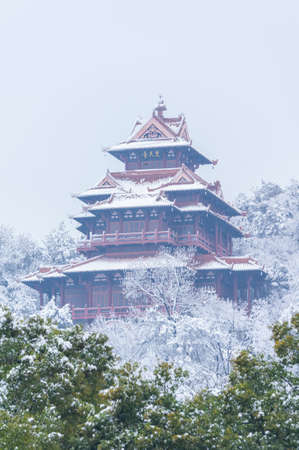 Winter snow scene in Moshan Scenic Area, East Lake, Wuhan, Hubeiのeditorial素材