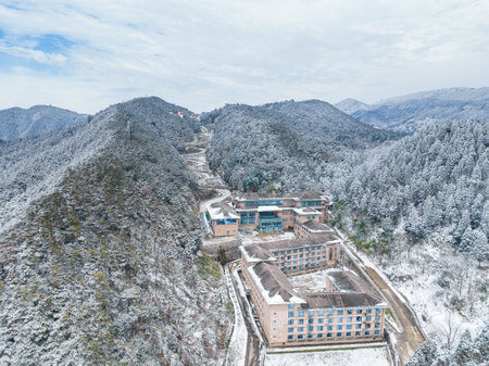 Winter snow scene in Lushan 5A Scenic Area, Jiujiang City, Jiangxi Provinceのeditorial素材