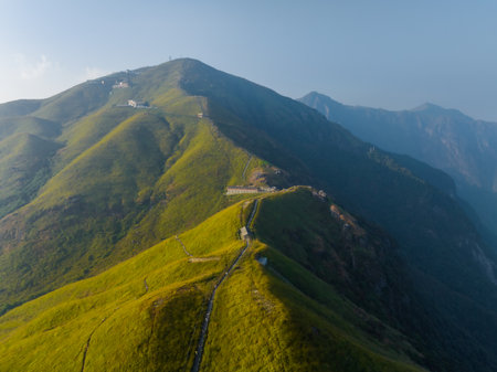 The early autumn scenery of Wugong Mountain Natural Scenic Area, Pingxiang, Jiangxi, Chinaの写真素材