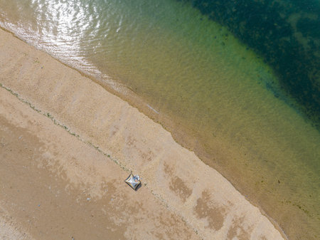 Spring seaside scenery of Binhai Road in Dalian, Liaoning province, Chinaの写真素材