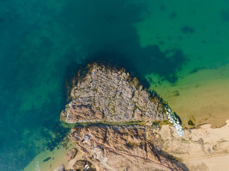 Spring seaside scenery of Binhai Road in Dalian, Liaoning province, Chinaの写真素材