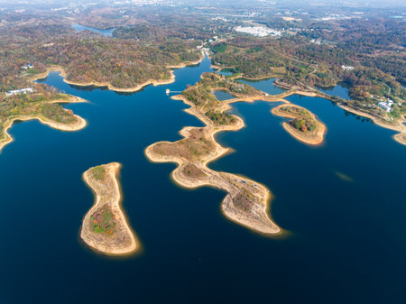 Autumn Scenery of Mulan Lake Scenic Area, Wuhan, Hubei Provinceの写真素材