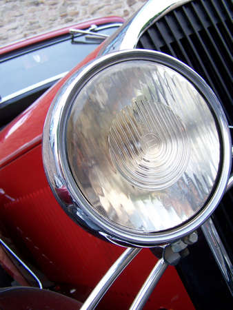 Red oldtimer close up frontの写真素材
