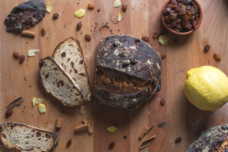 grapre must traditional italian sweet bread on rustis compositionの写真素材