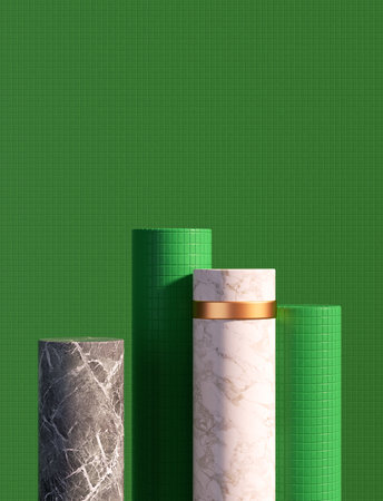 Space design of green minimalist product display 3D renderingの写真素材