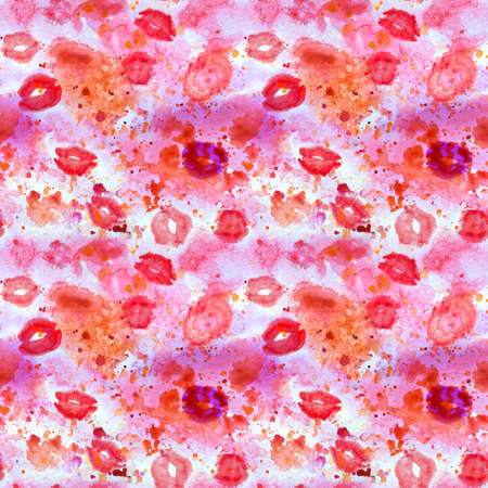 Watercolor hand painted red lipstick kiss on coloredの写真素材