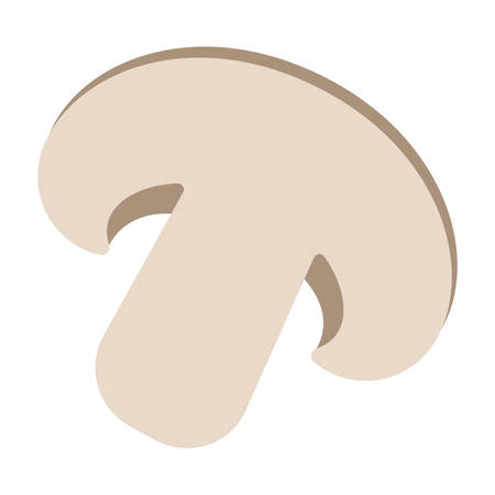 Italian food: fresh brown beige champignon mushroom flat vector illustration. Pizza ingredient. For restaurant, farmers market, grocery, vegan shop advertisement, menu decor, website banners.のイラスト素材