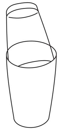 Hand-drawn doodle cartoon style vector image. Boston shaker bar accessory. For bar menu, bartender website design, cocktail making process illustration, alcohol cookbook decoration etcのイラスト素材