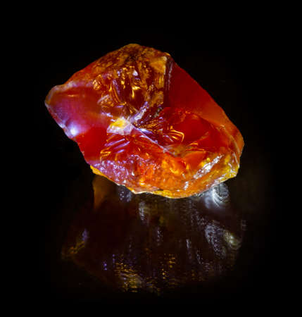 Agate minerals from Novy Urengoy, Russia. A backlight photo of stone isolated on black. Geology...