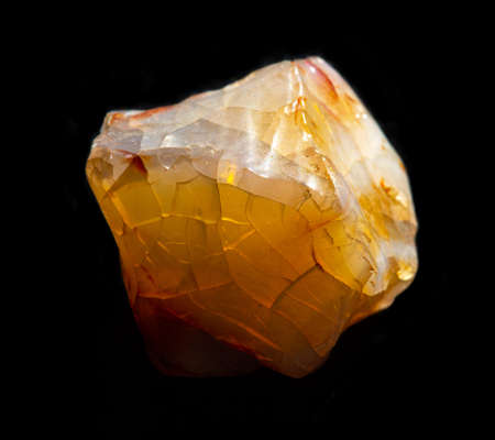 Raw agate quartz minerals nugget from Novy Urengoy, Russia. A backlight photo of stone isolated on...