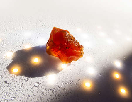 Agate minerals from Novy Urengoy, Russia. A backlight photo of stone on white background. Geology minerology websites, stone collection catalog, Natural Science museum wall chart.の写真素材