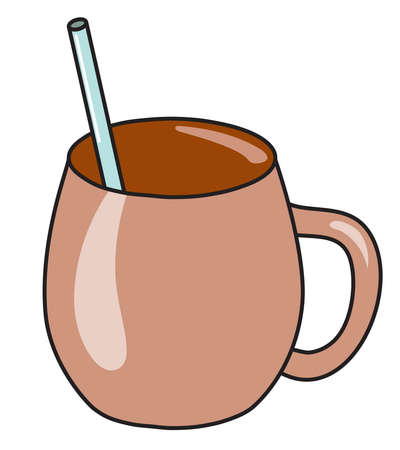 Moscow mule cocktail classic copper mug. Stylish hand-drawn doodle cartoon style colored vector illustration. For party card, invitations, posters, bar menu or alcohol cook book recipe.のイラスト素材